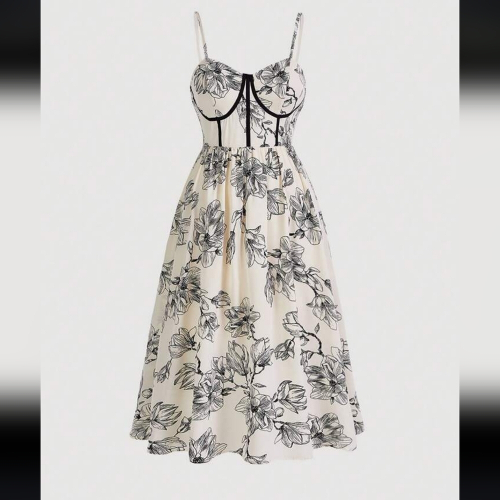 NWT White and Floral Bodice Dress